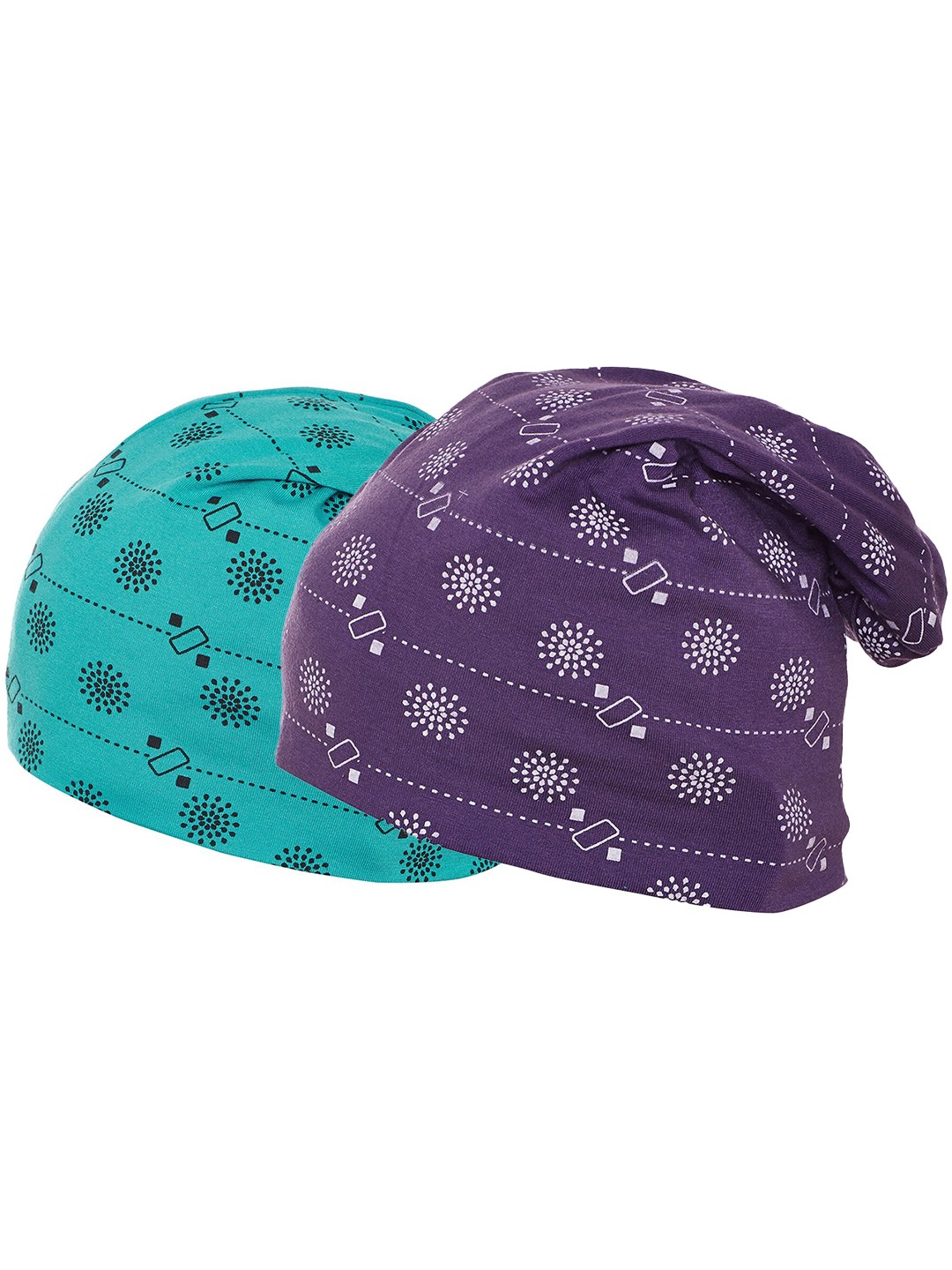 

VIMAL JONNEY Women Set Of 2 Purple & Teal Printed Beanie