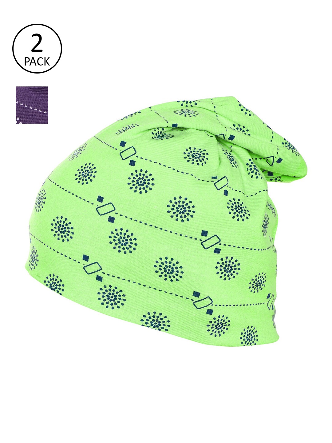 

VIMAL JONNEY Women Pack Of 2 Printed Beanie Cap, Green