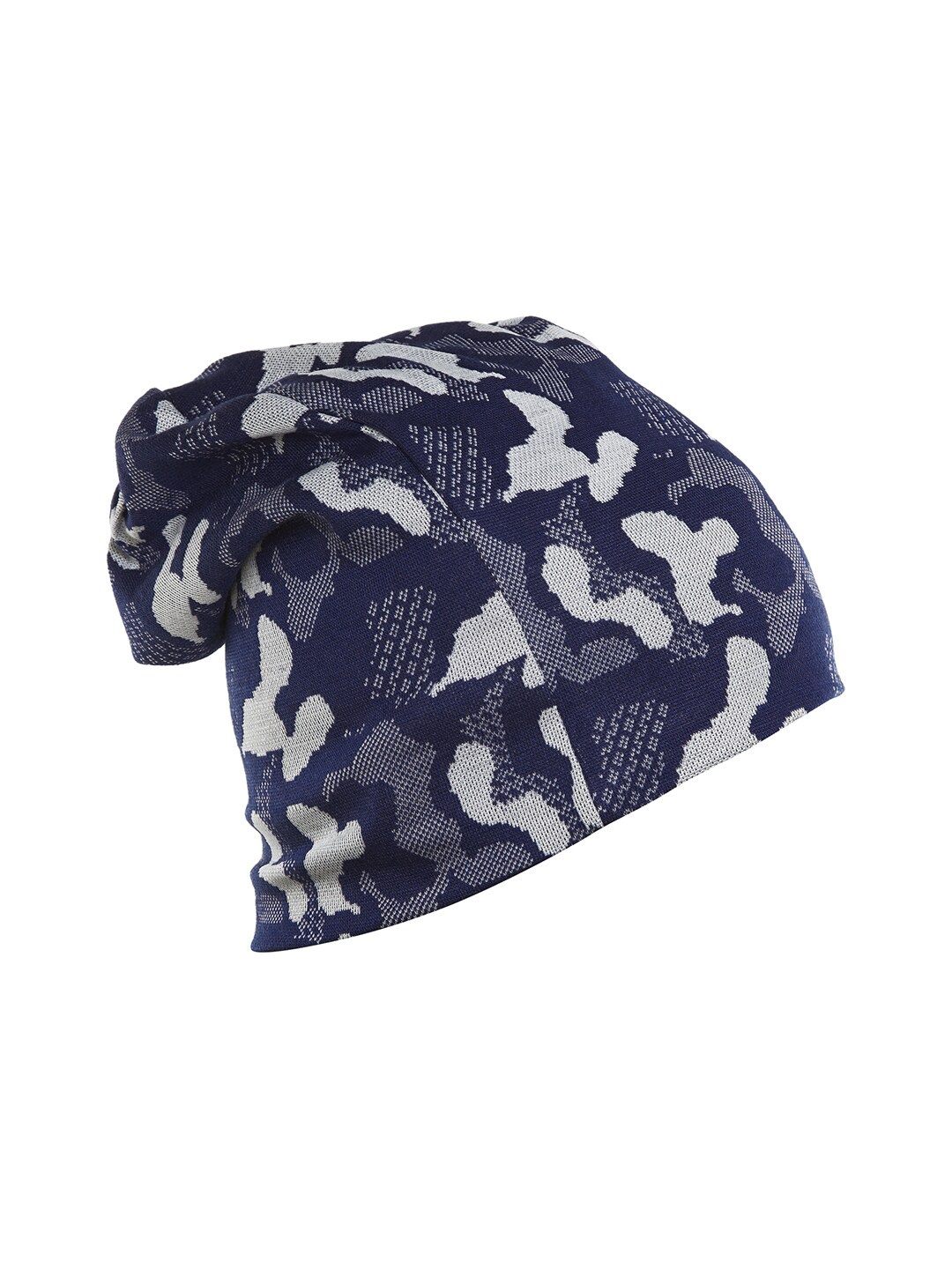 

VIMAL JONNEY Adult Navy Blue & White Colourblocked Beanie