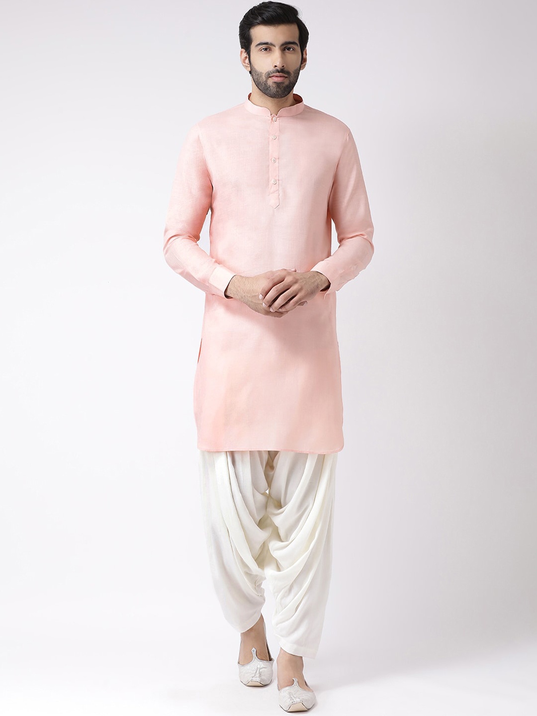 

KISAH Men Pink Thread Work Kurta