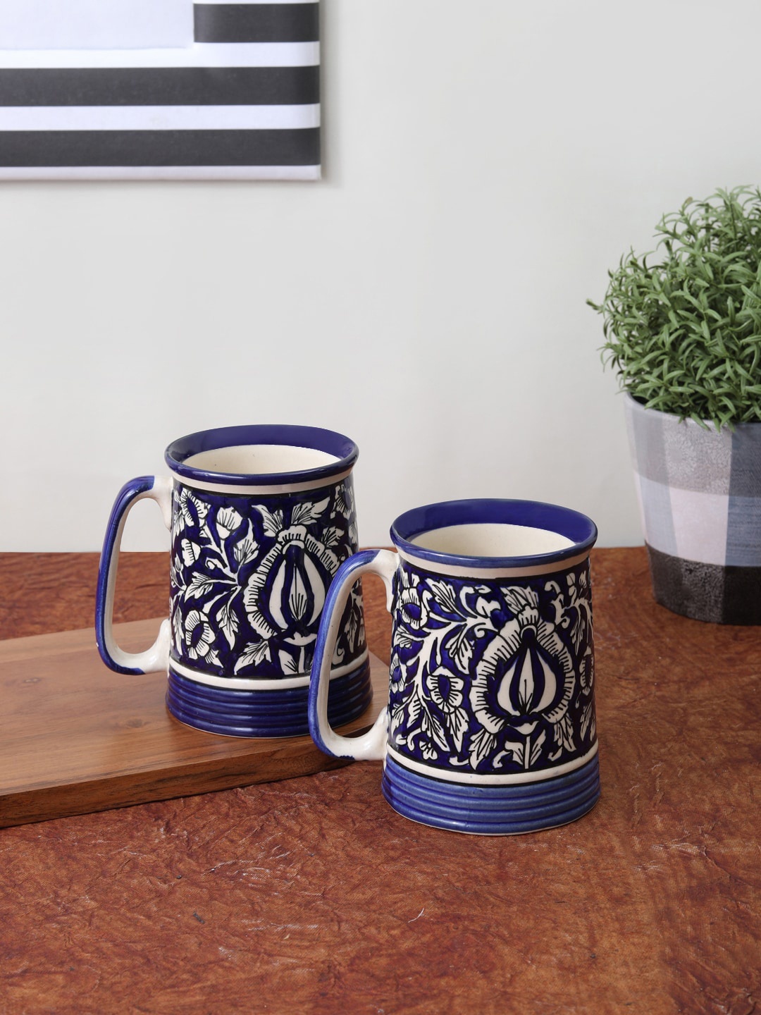 

VarEesha Blue Set of 2 Mughal Ceramic Beer Mugs