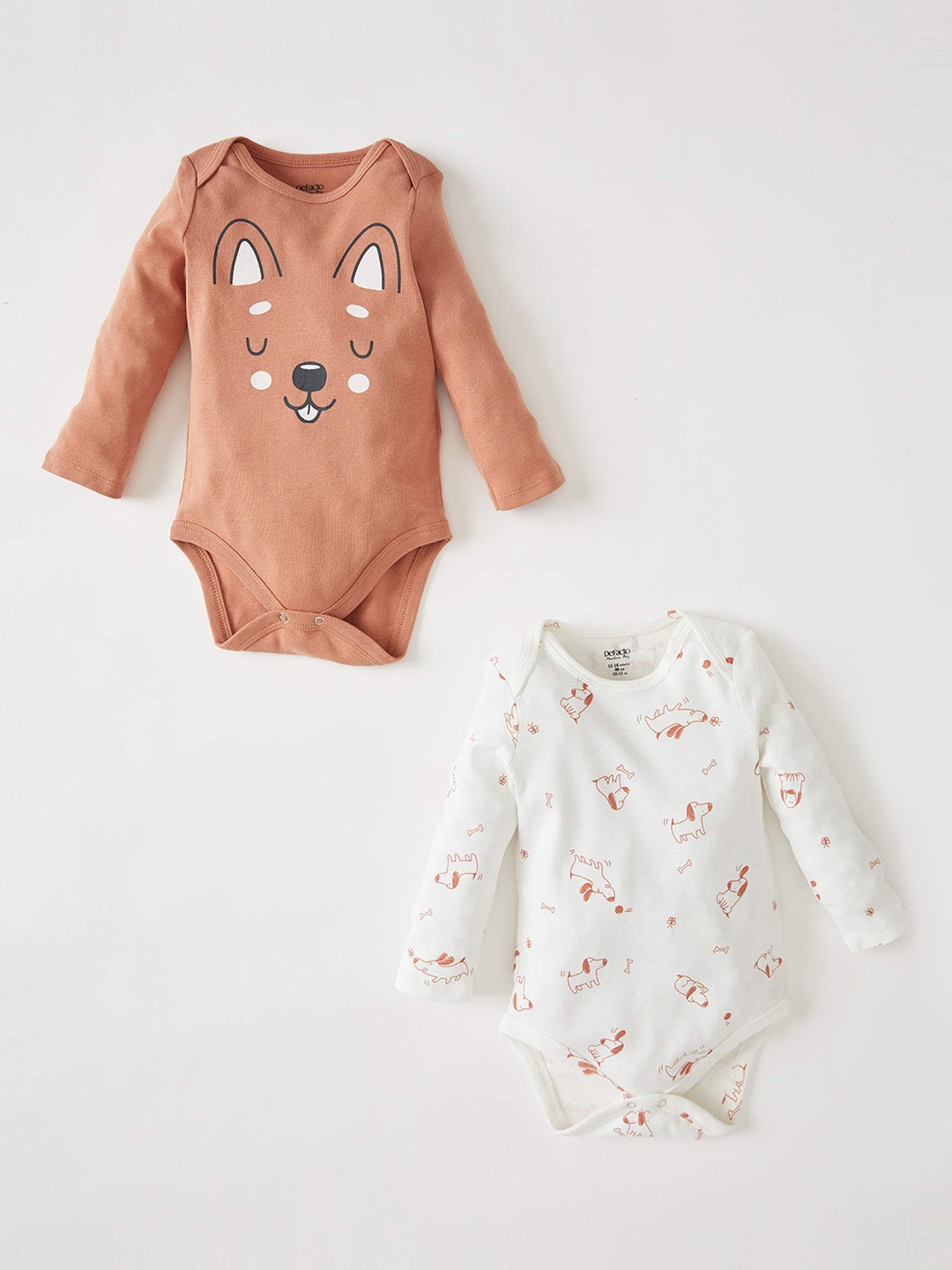 

DeFacto Infant Boys Pack of 2 Cotton Printed Bodysuits, Rust