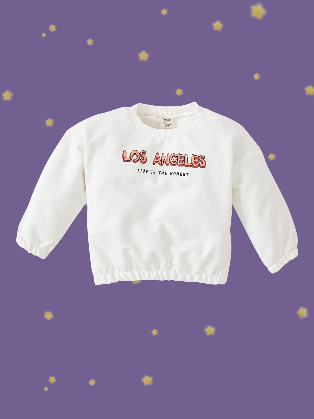 

DeFacto Girls White Cotton Printed Sweatshirt