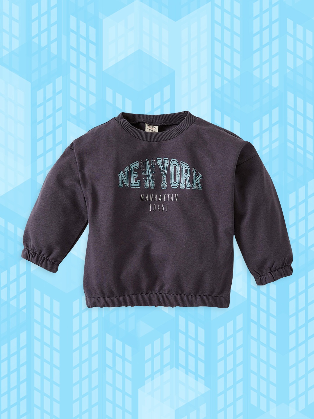 

DeFacto Girls Charcoal Grey Cotton Printed Sweatshirt