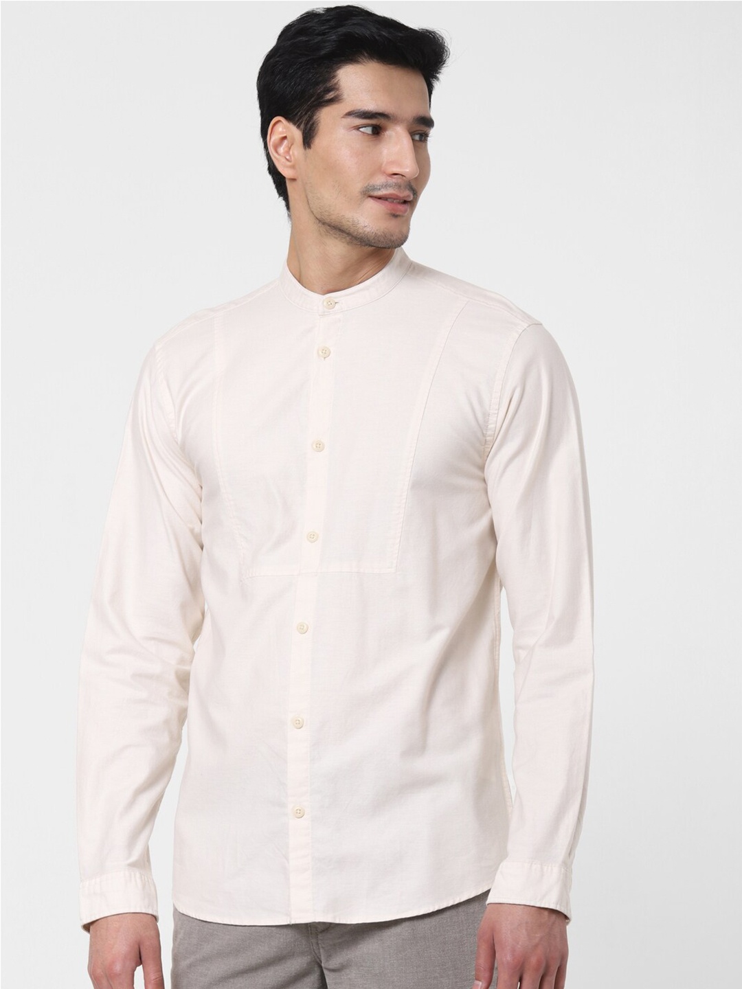 

SELECTED Men Off White Cotton Casual Shirt