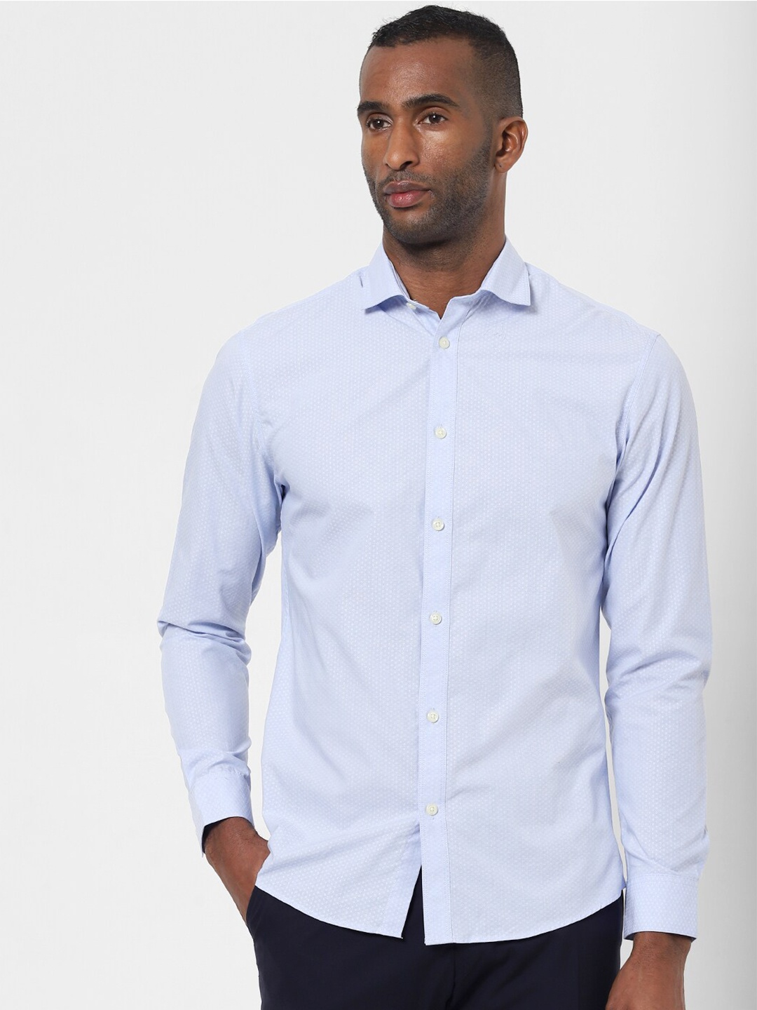 

SELECTED Men Blue Cotton Slim Fit Casual Shirt