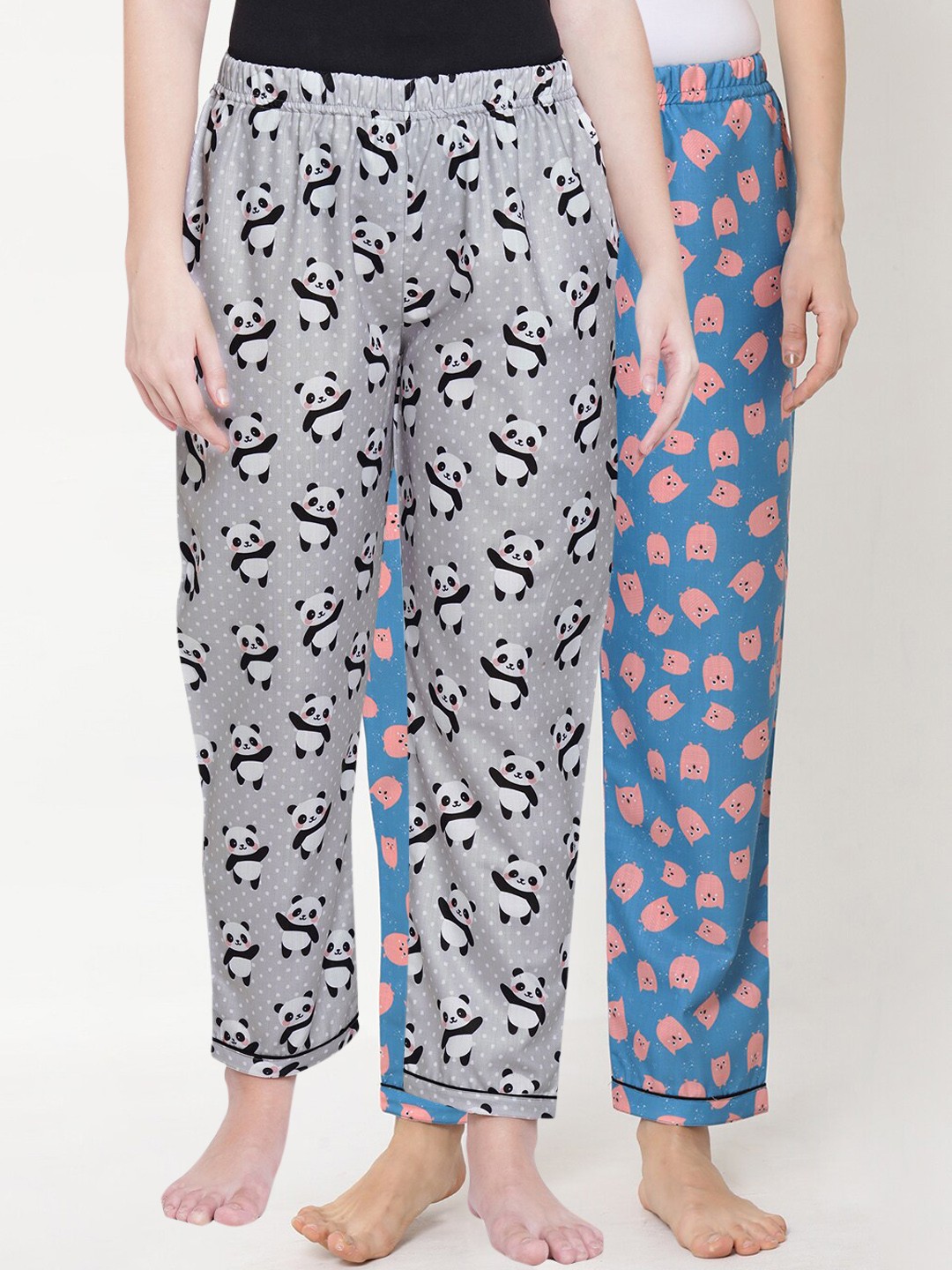 

FashionRack Pack Of 2 Women Printed Lounge Pants, Grey