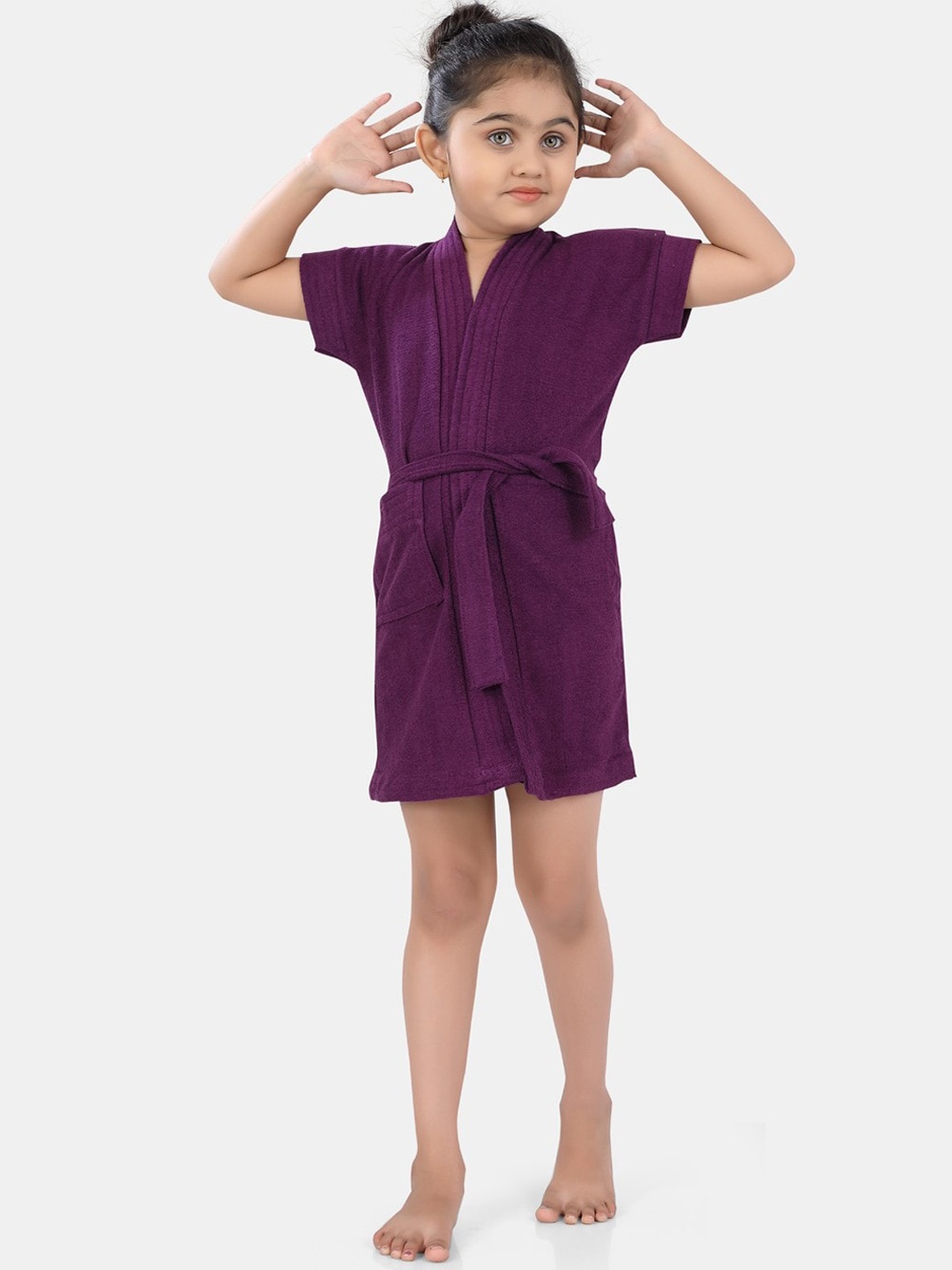 

POPLINS Kids Purple Solid Bath Robe