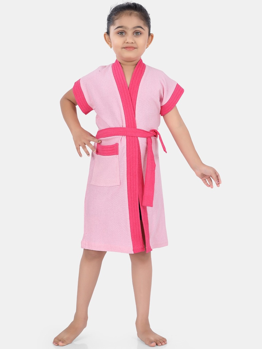 

POPLINS Kids Pink Solid Bath Robe