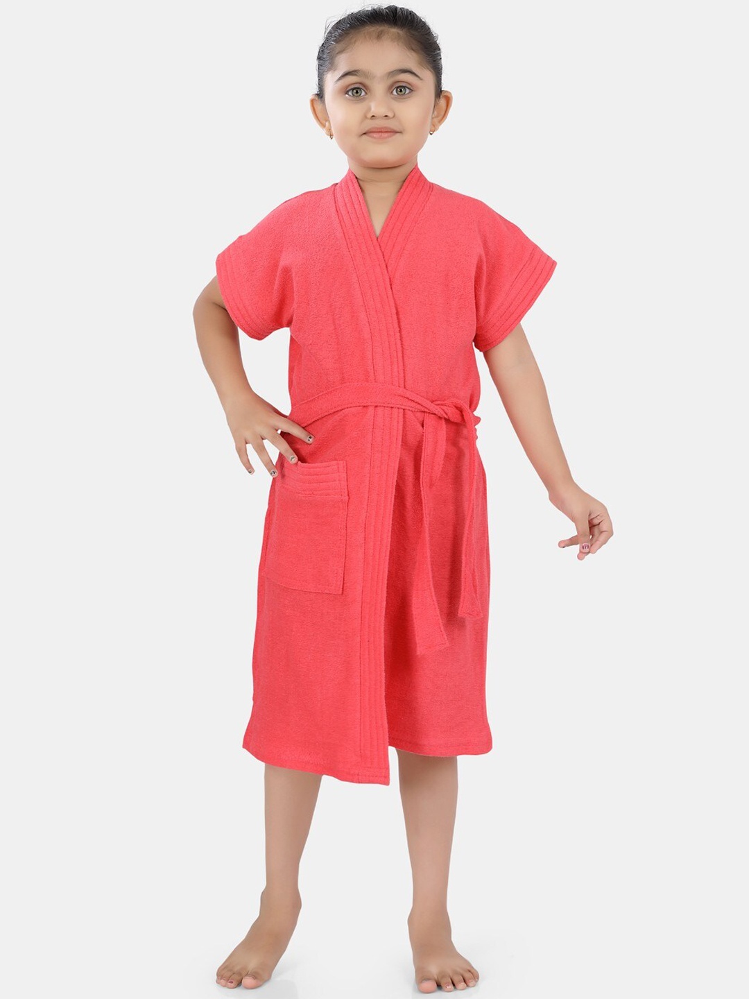 

POPLINS Kids Orange Solid Terry Turkish Bath Robe