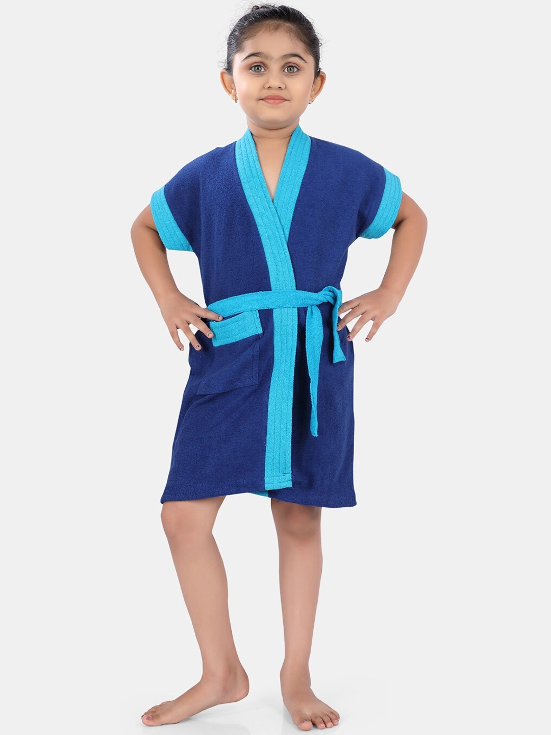 

POPLINS Kids Blue Solid Bath Robe
