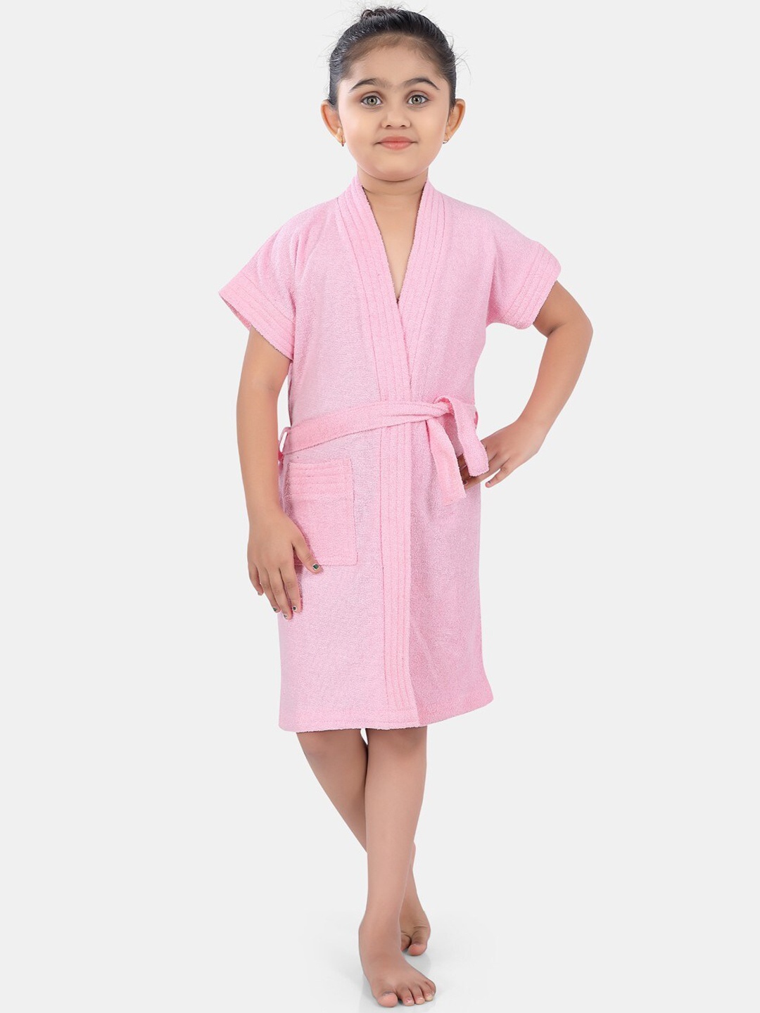 

POPLINS Kids Pink Solid Bath Robe