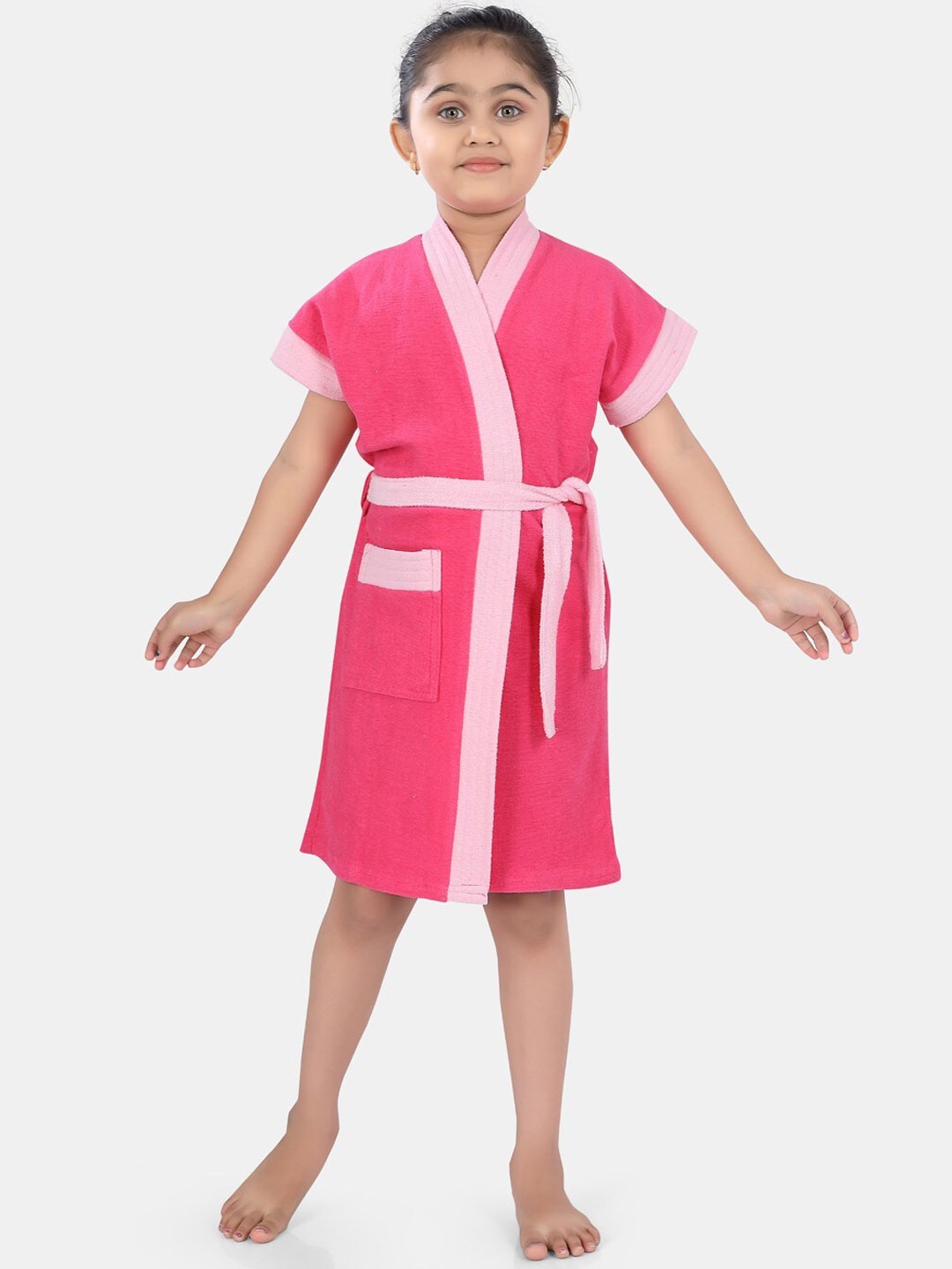 

POPLINS Kids Pink Solid Bath Robe