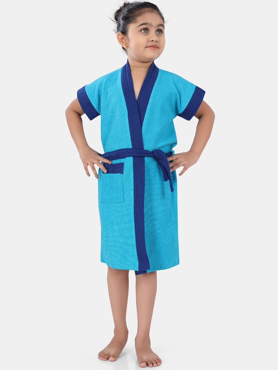 

POPLINS Kids Blue Solid Bath Robe