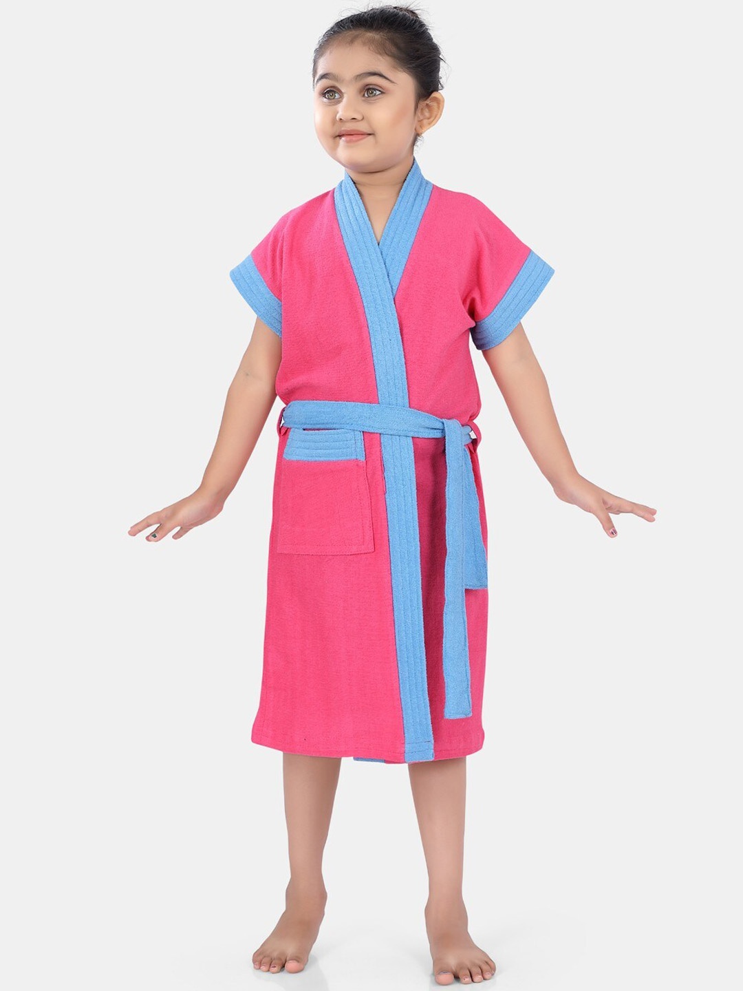 

POPLINS Kids Pink & Blue Solid Bath Robe