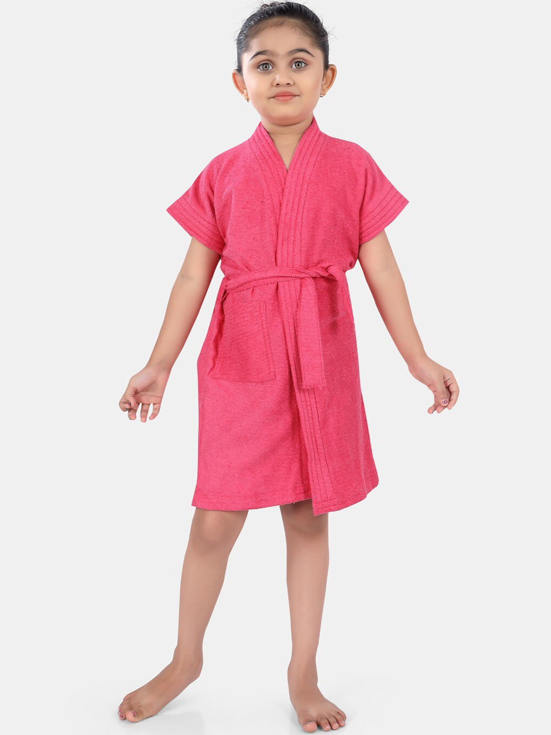 

POPLINS Kids Pink Solid Turkish Bath Robe