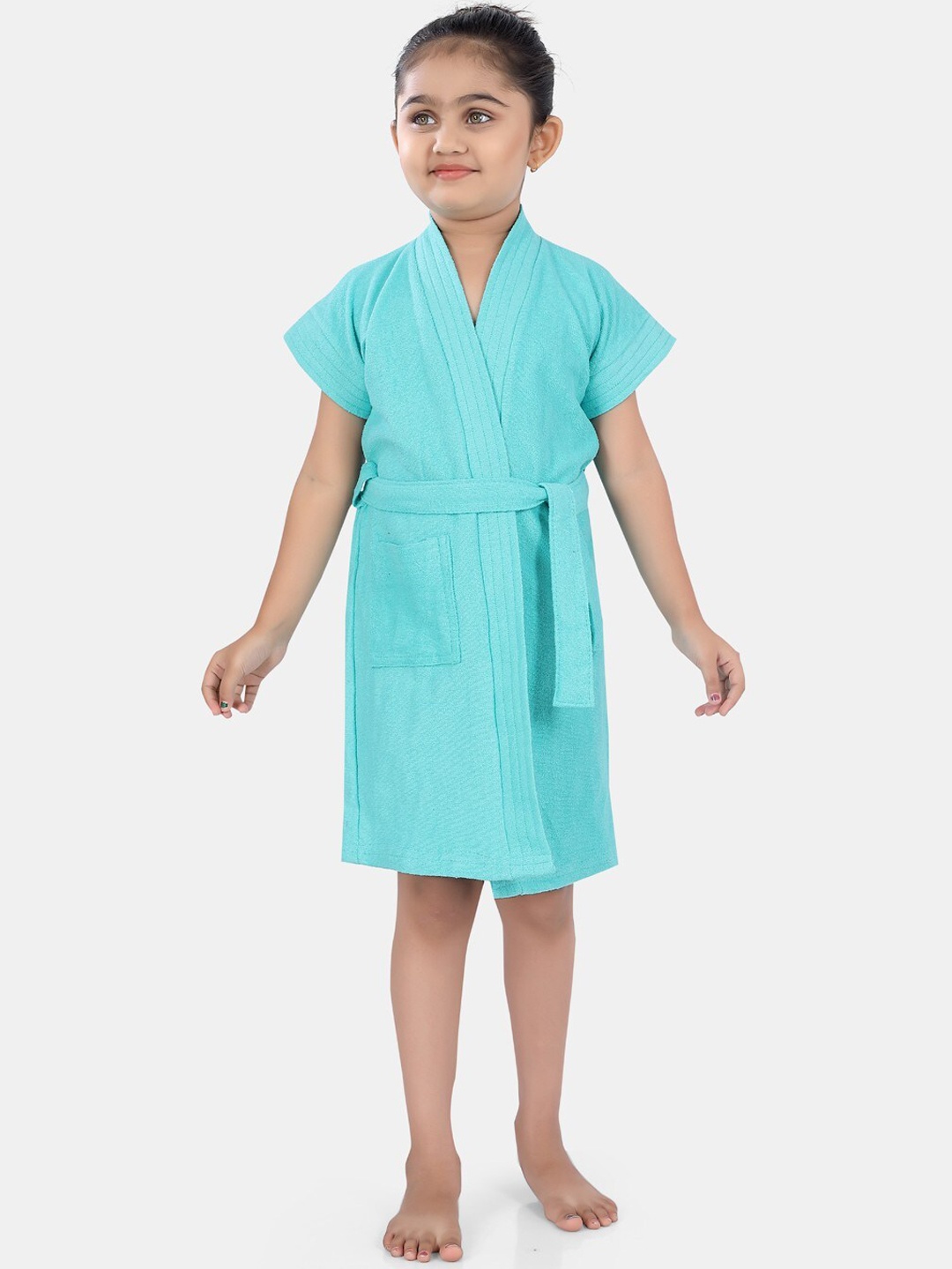 

POPLINS Kids Green Solid Bath Robe