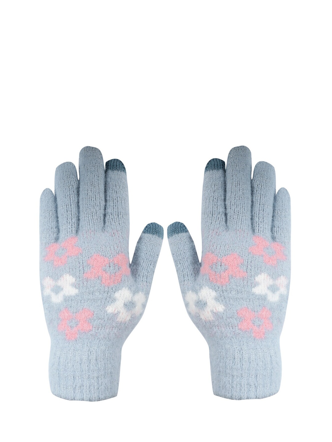 

LOOM LEGACY Women Blue & White Patterned Hand Gloves