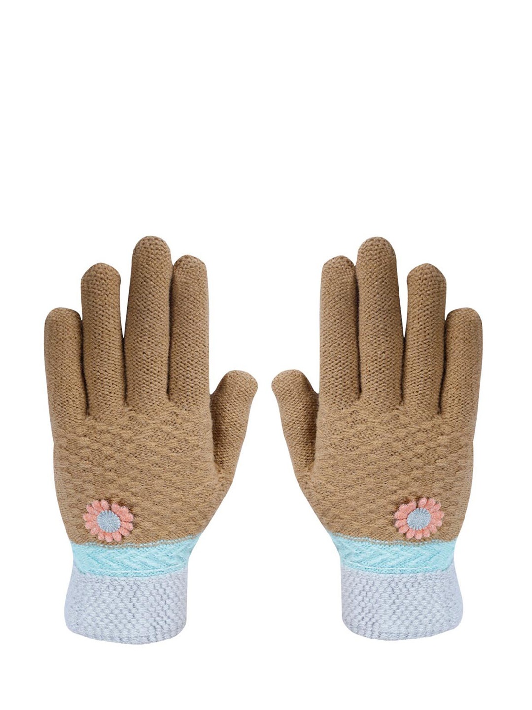 

LOOM LEGACY Women Brown & Blue Patterned Hand Gloves