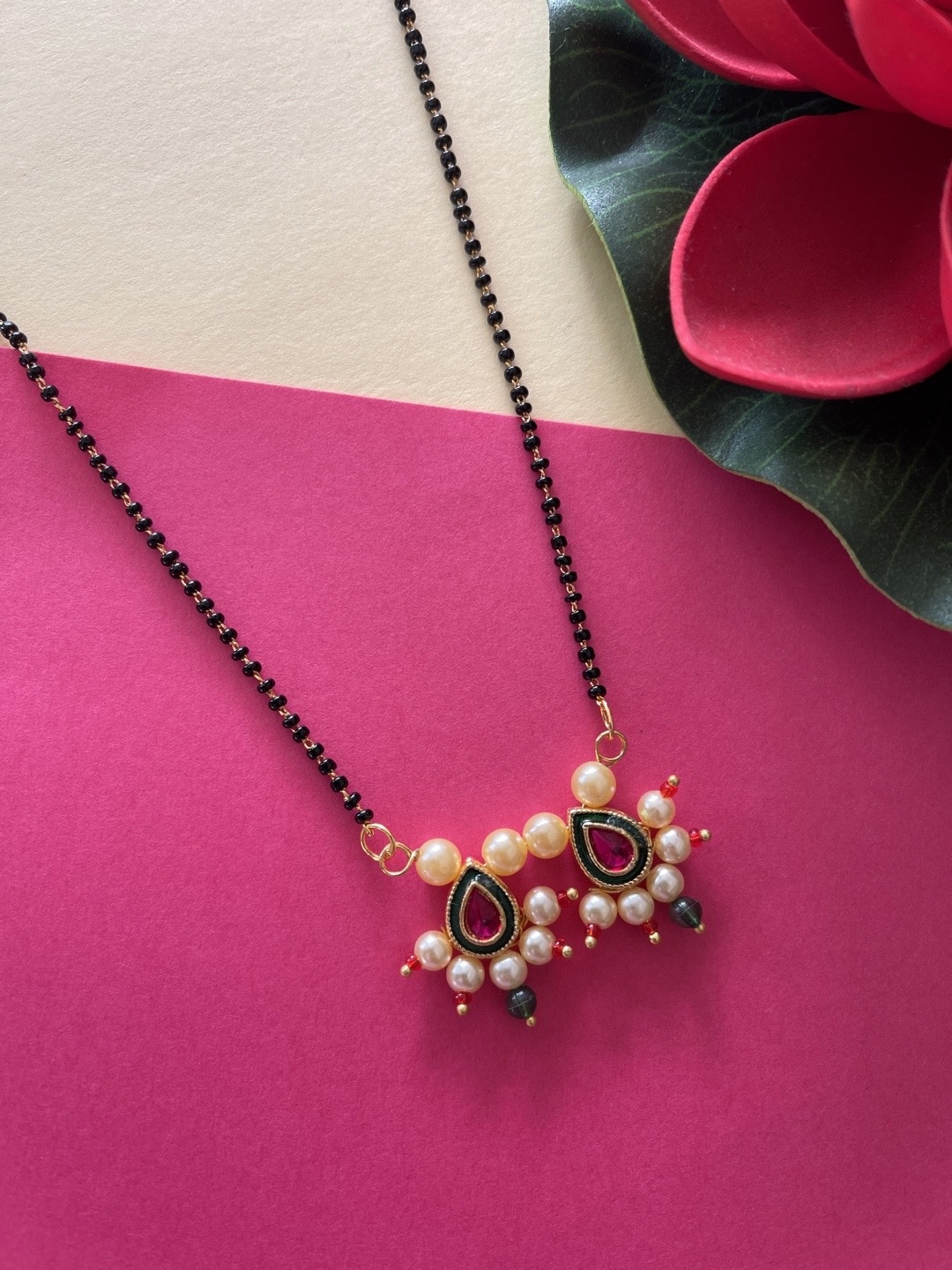

Digital Dress Room Green & Gold-Toned & Plated Maharashtrian Mangalsutra
