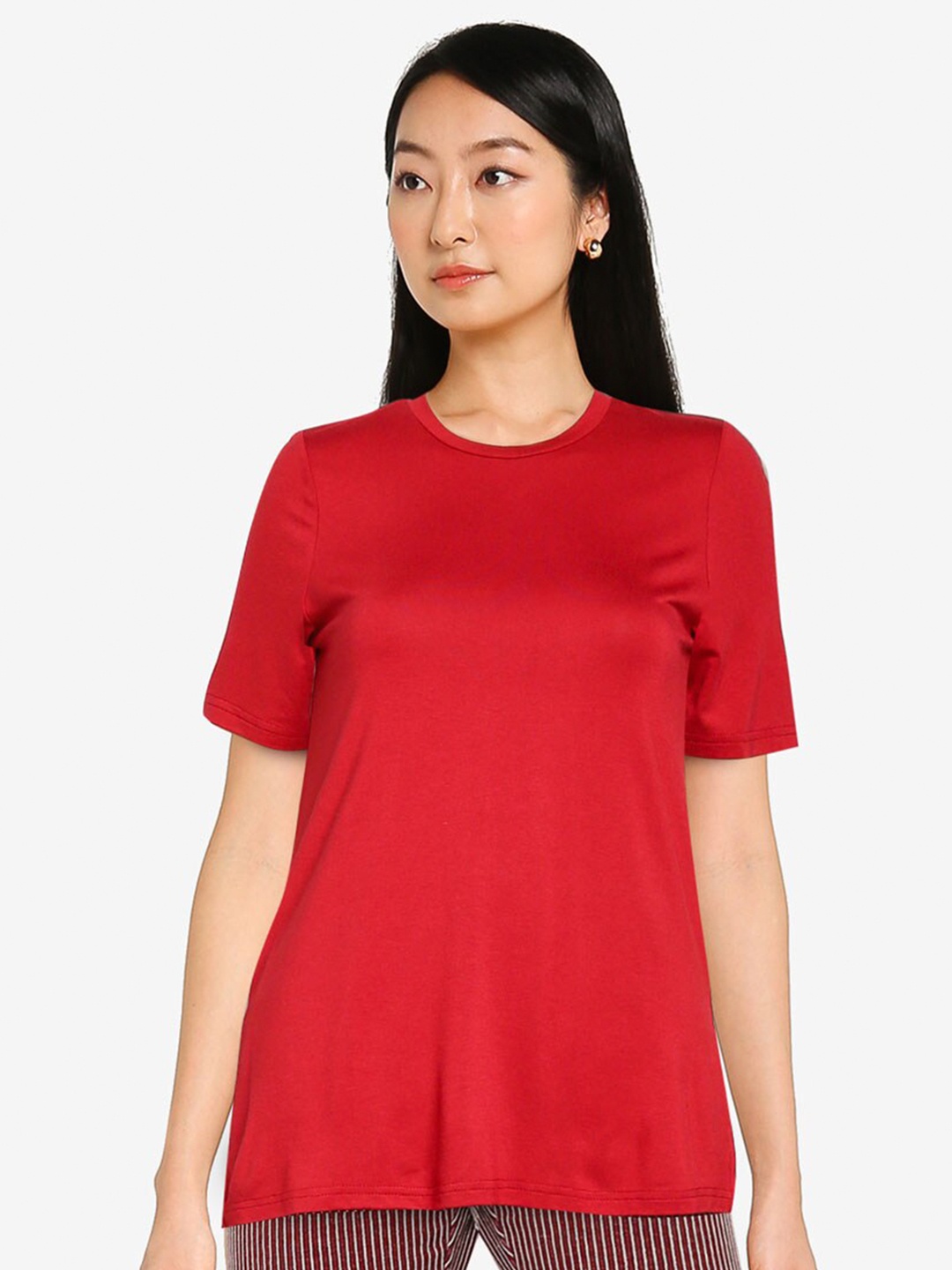 

ZALORA BASICS Red Side Slit Tunic Top