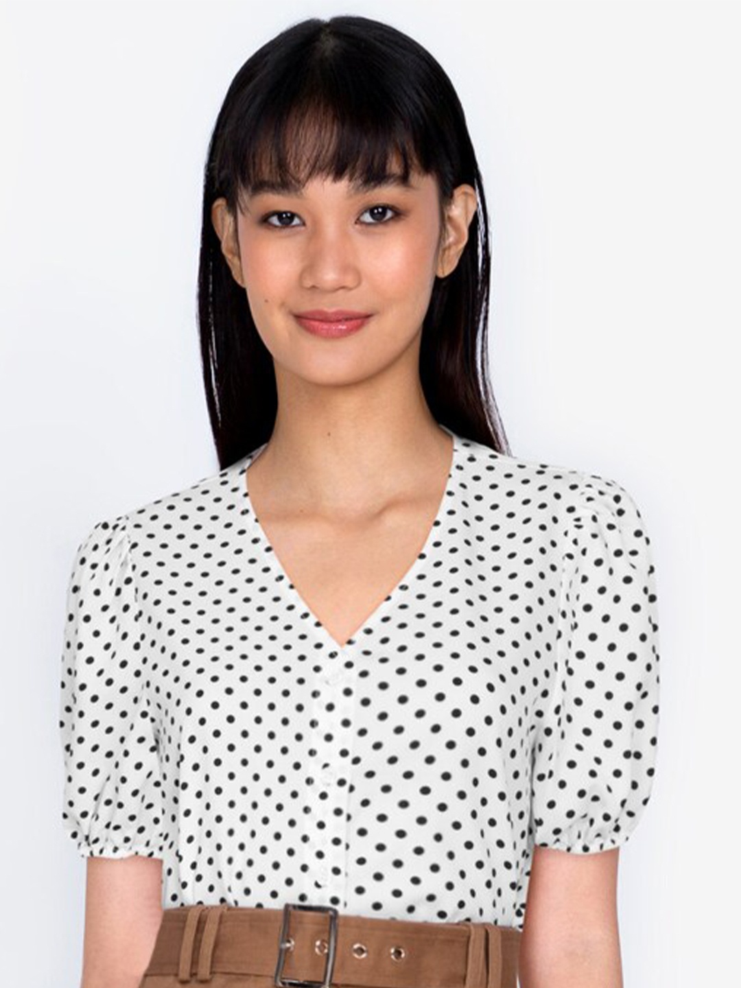 

ZALORA BASICS White & Black Print Top