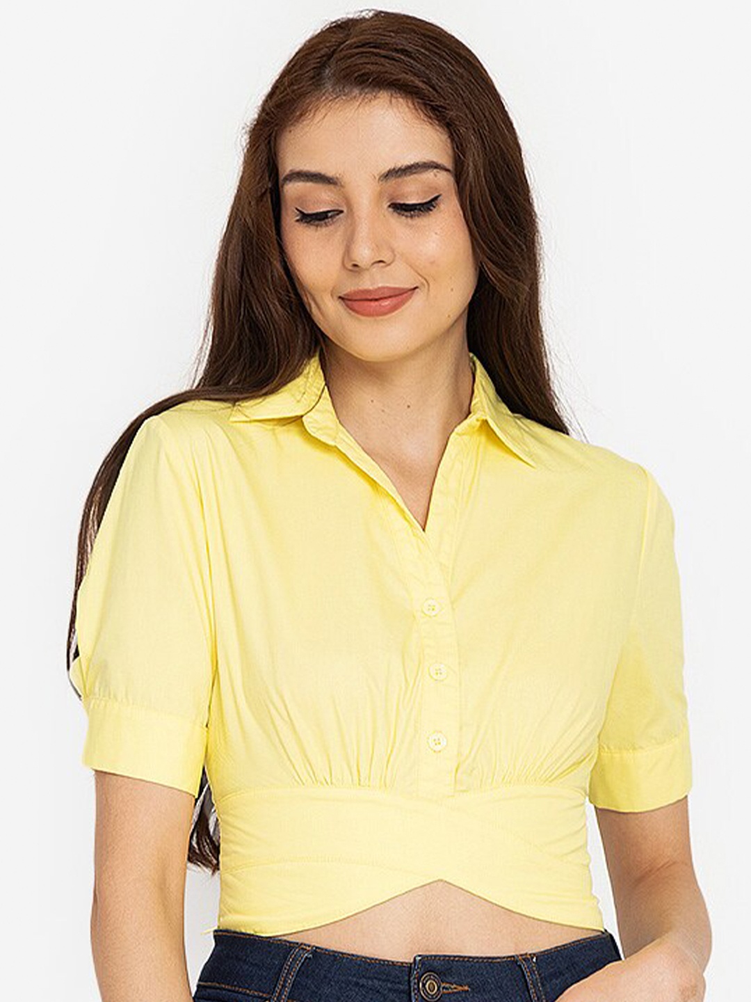 

ZALORA BASICS Yellow Shirt Collar Tunic
