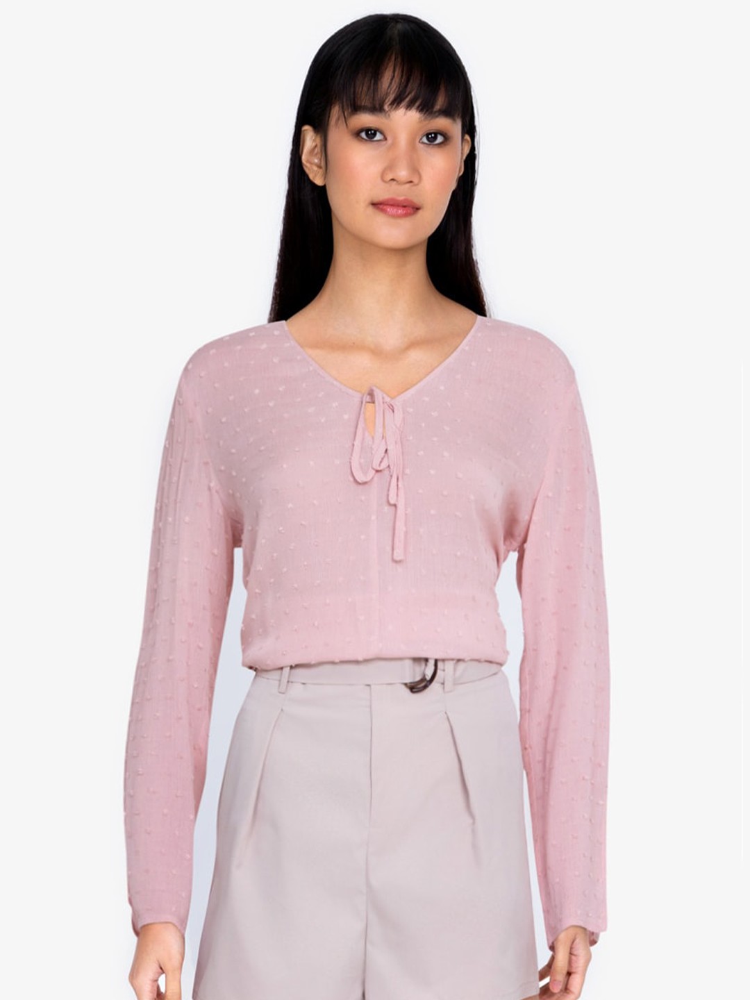 

ZALORA BASICS Women Pink Long Sleeve Blouse