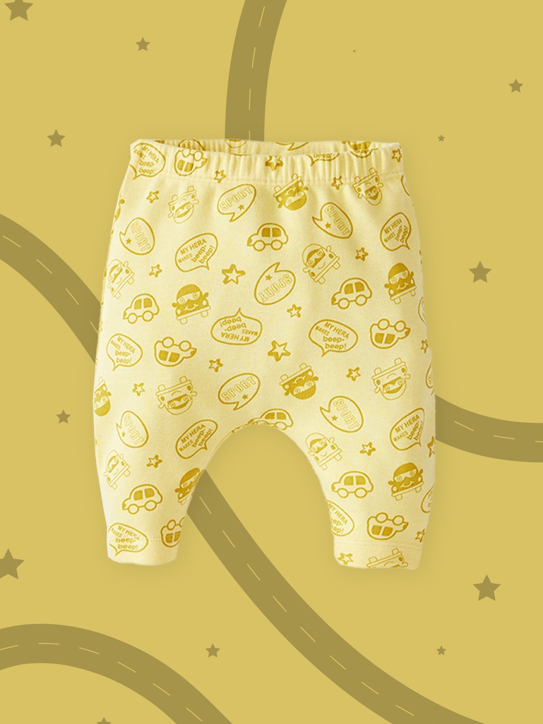 

DeFacto Infant Boys Yellow Printed Pure Cotton Track Pants