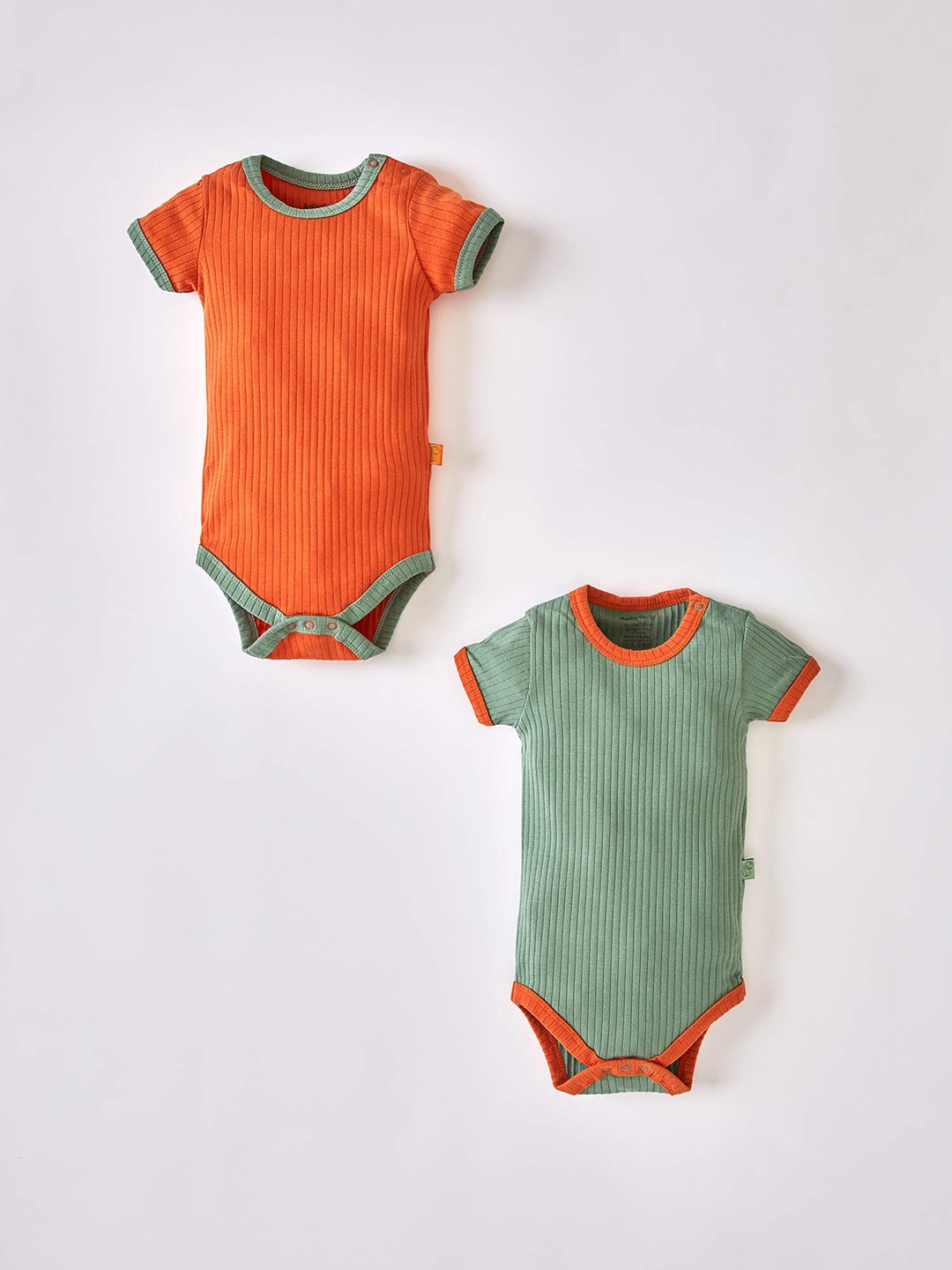 

DeFacto Infant Girls Pack of 2 Ribbed Bodysuits, Orange