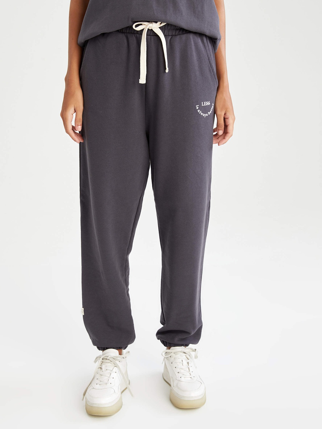 

DeFacto Women Charcoal Organic Cotton Solid Joggers