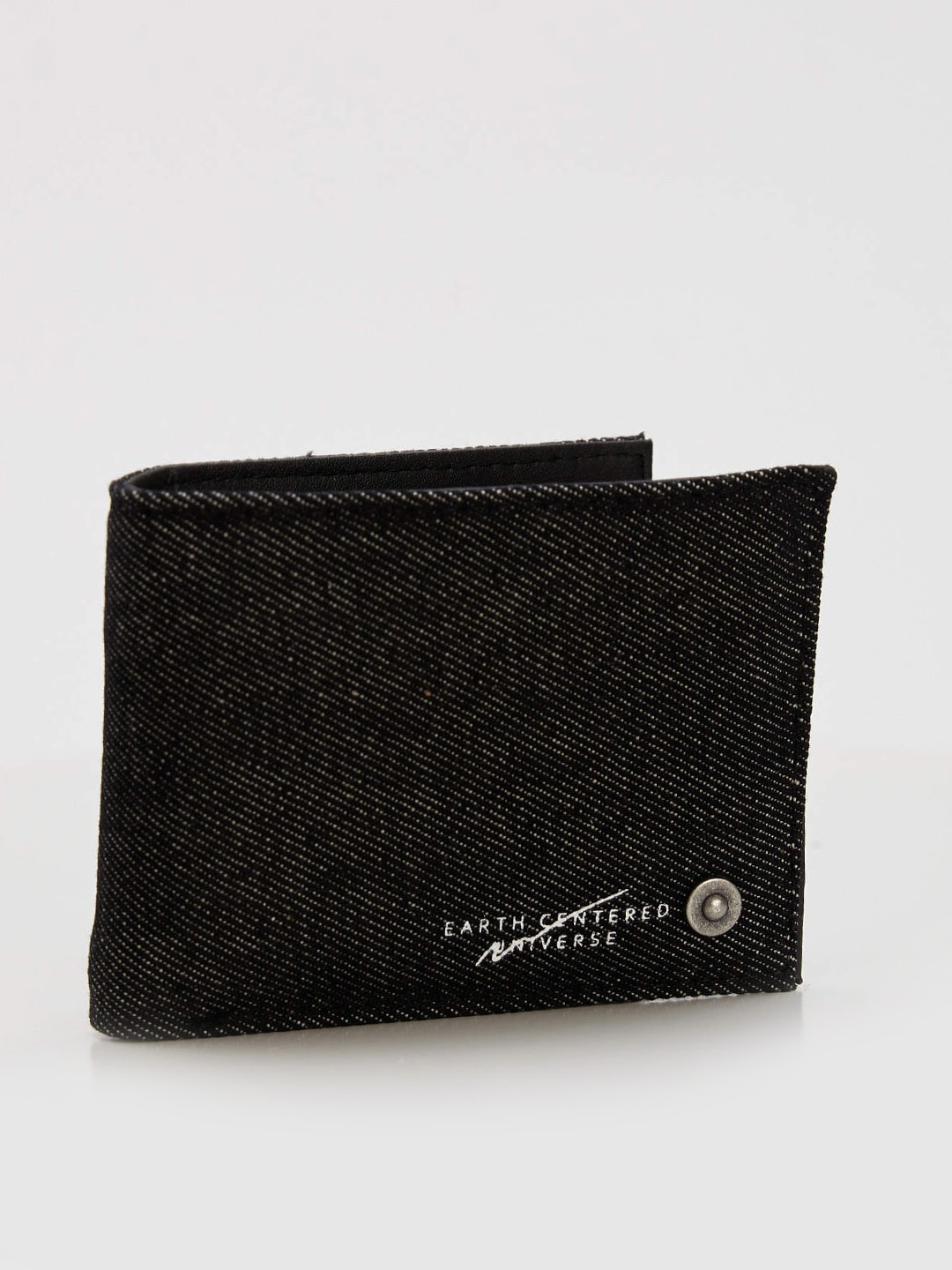 

DeFacto Men Black Striped Denim Two Fold Wallet