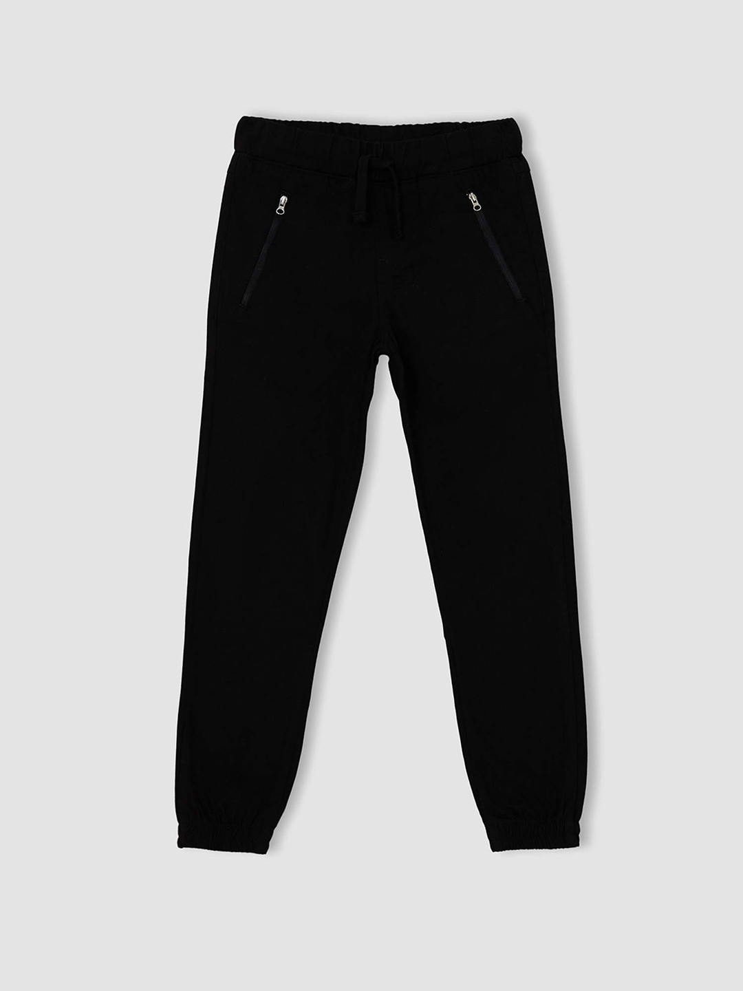 

DeFacto Boys Black Solid Pure Cotton Trousers