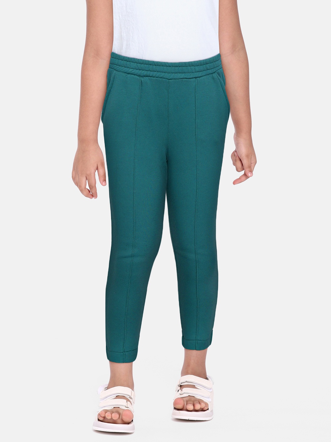 

DeFacto Girls Teal Green Solid Joggers