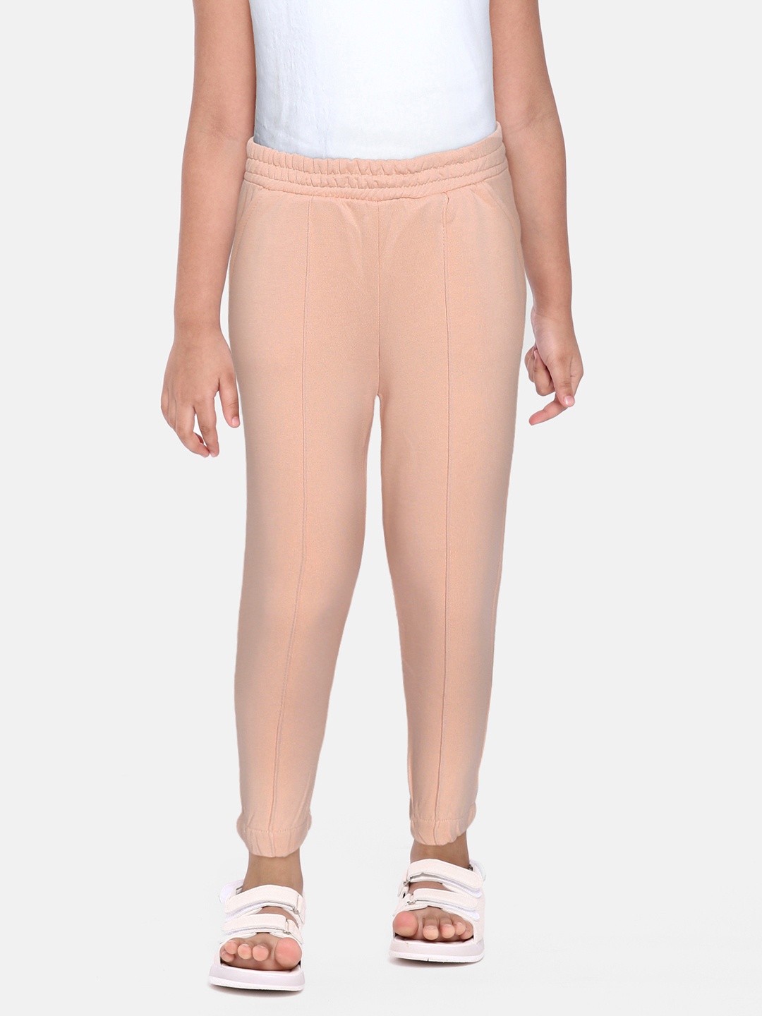 

DeFacto Girls Peach-Coloured Solid Joggers