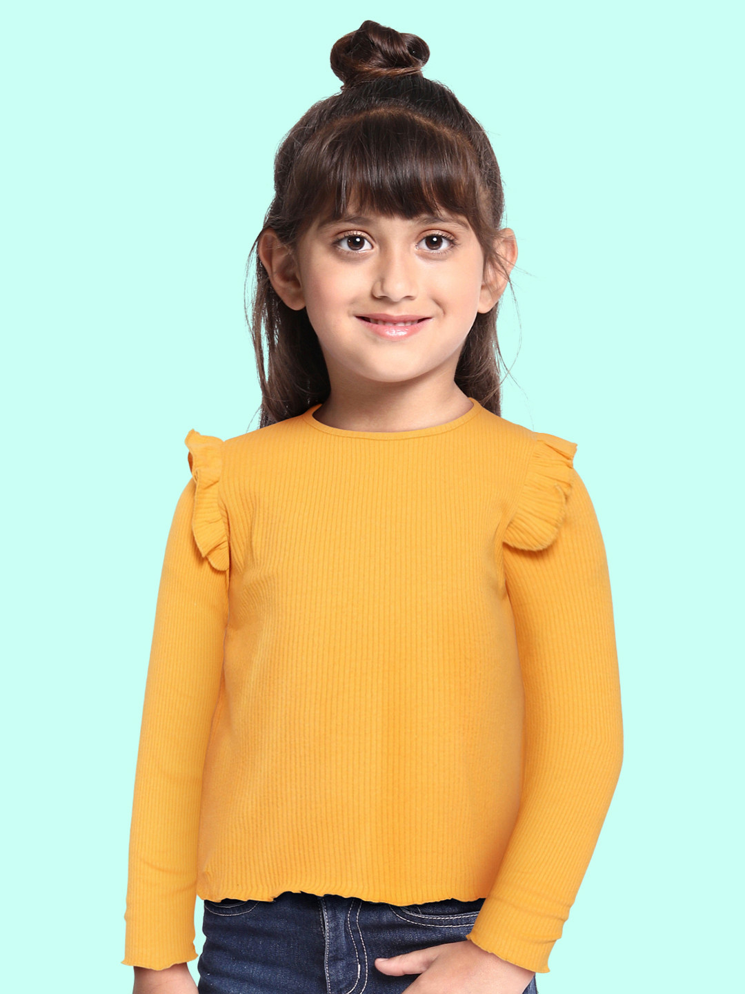 

DeFacto Girls Mustard Yellow Ribbed Top