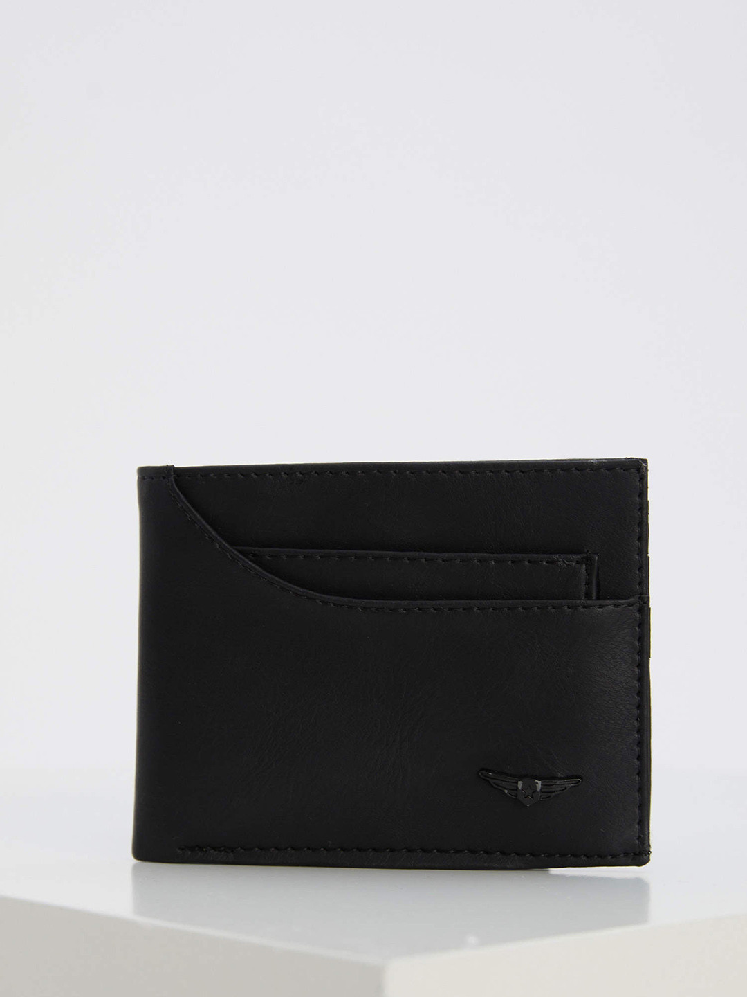 

DeFacto Men Black Solid Two Fold Wallet