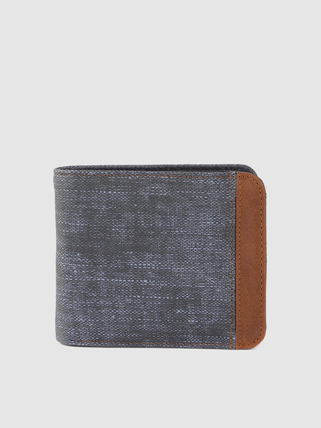 

DeFacto Men Blue & Black Self Striped Two Fold Wallet