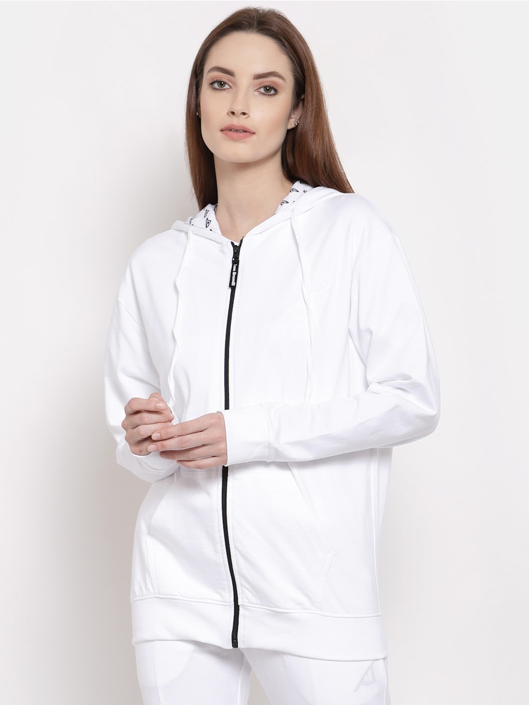 

I Am Animal Women White Organic Cotton Hooded Neck Freedom Fit Fly Sweatshirt Hoodie