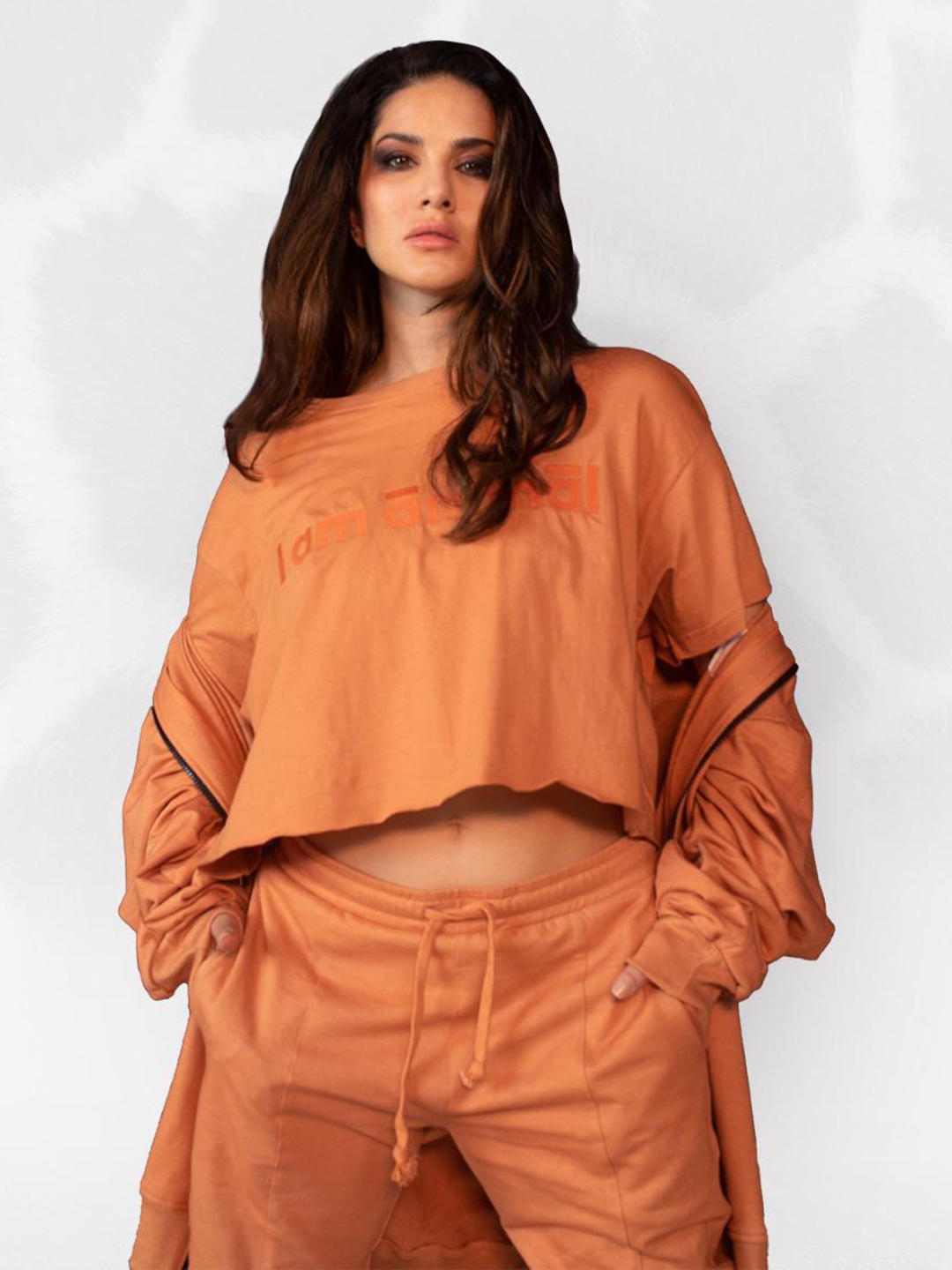 

I Am Animal Women Orange Organic Cotton Loose Box Fit Wild Crop Top