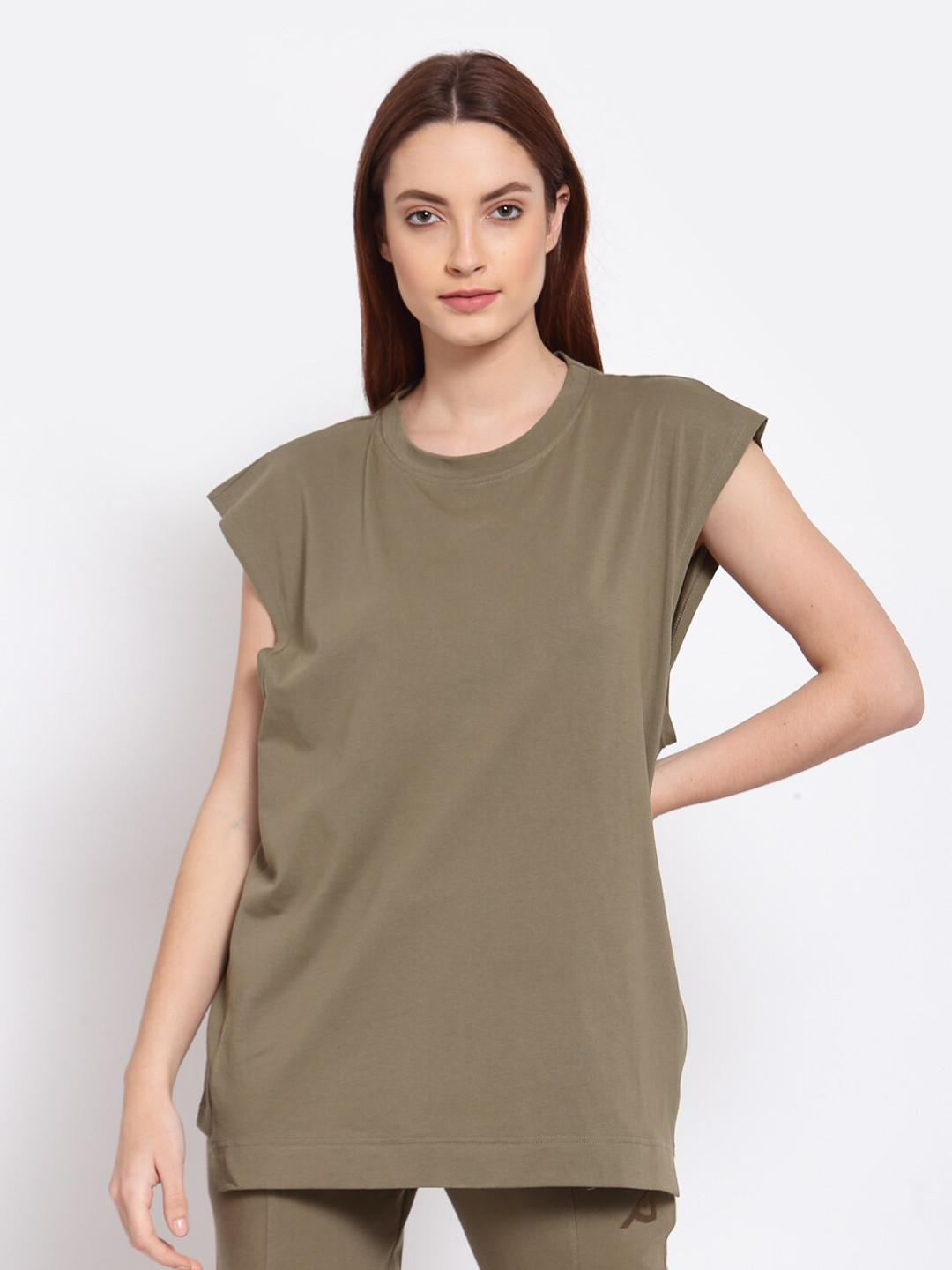 

I Am Animal Women Green Organic Cotton Loose Fit Mesh Tank T-Shirt