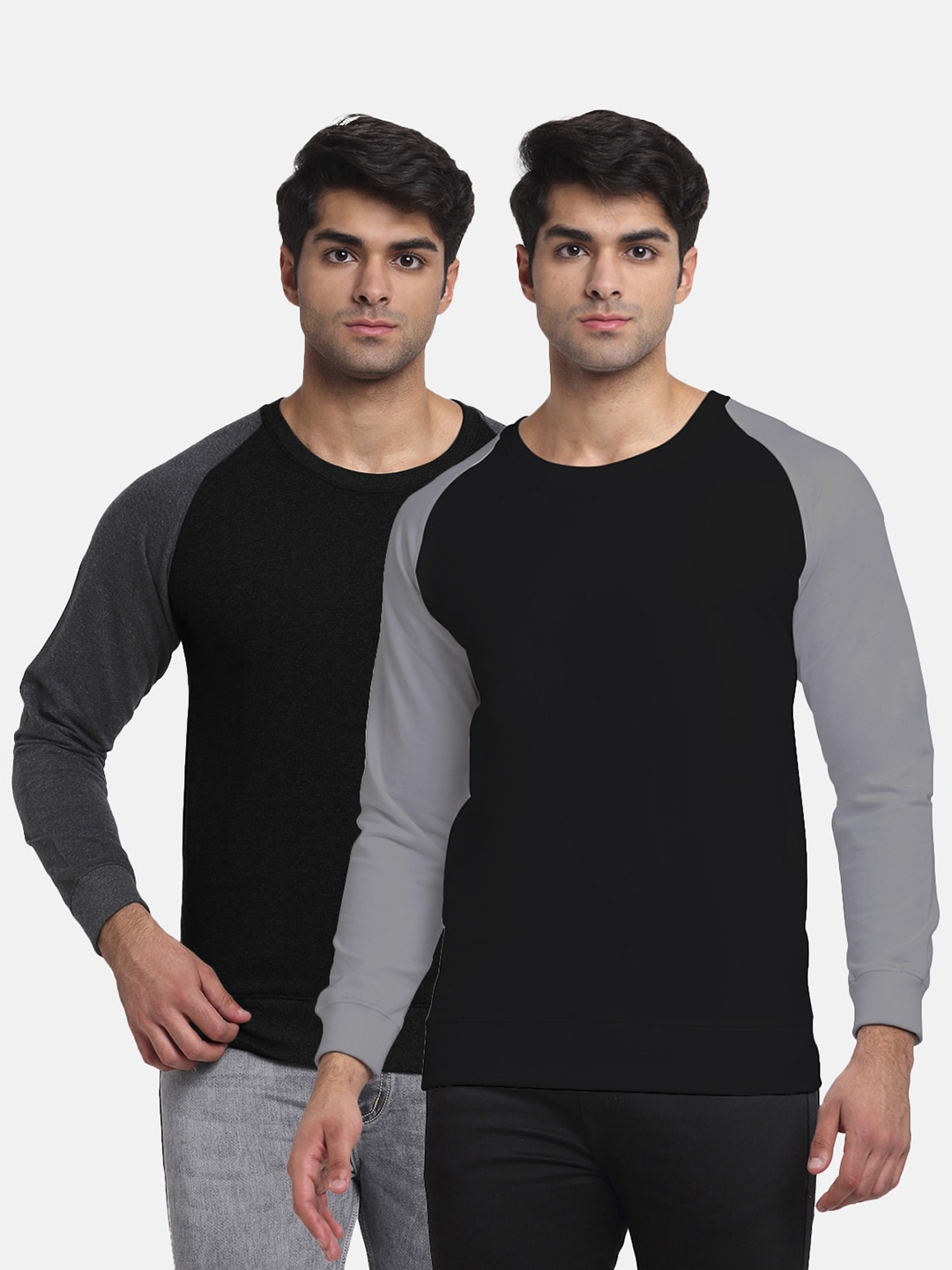 

Friskers Men Pack Of 2 Black Solid Sweatshirt