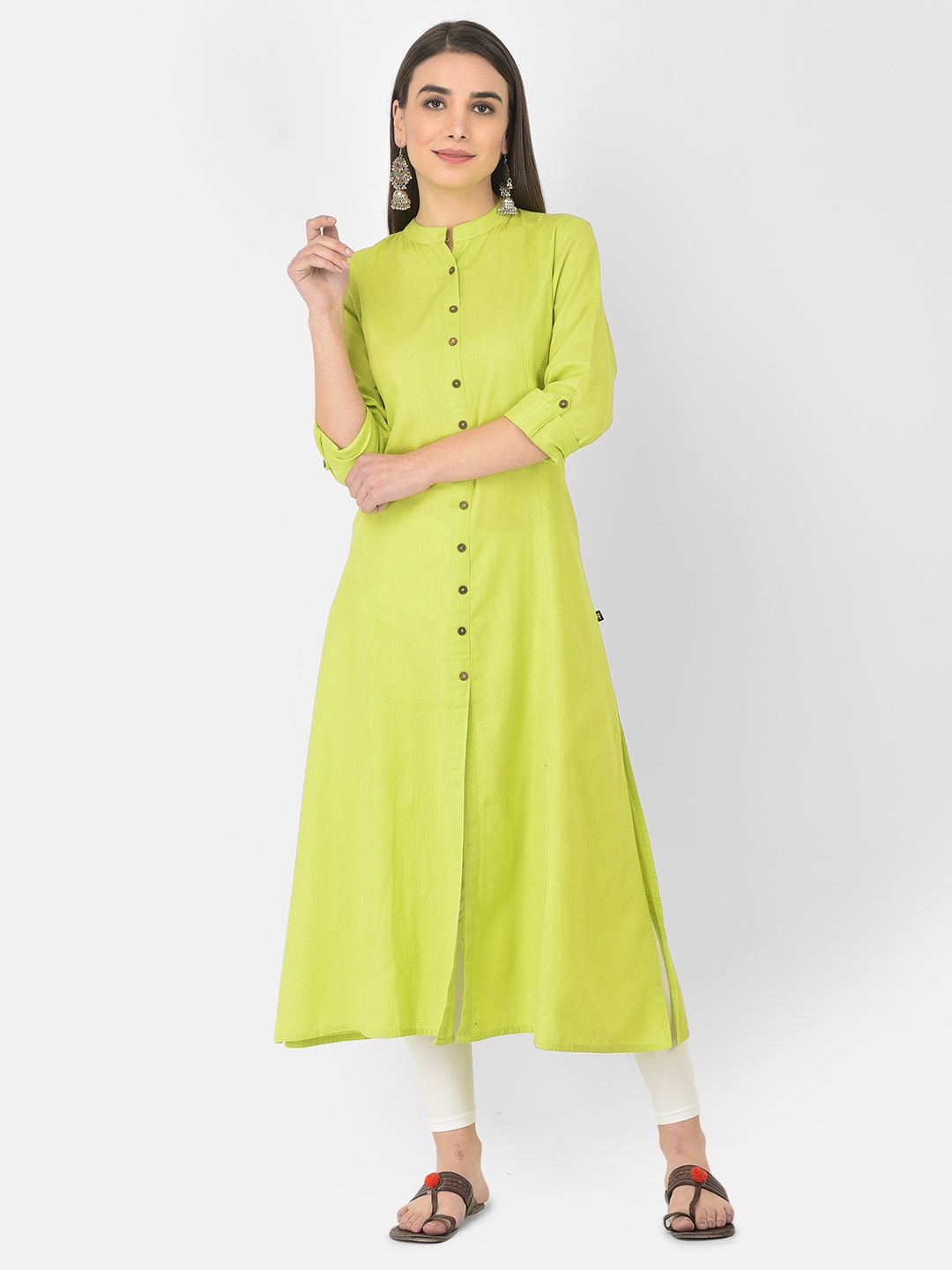 

Pistaa Women Green Cotton Kurta