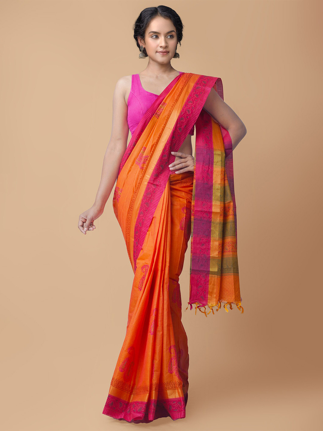 

Unnati Silks Women Orange Embroidered