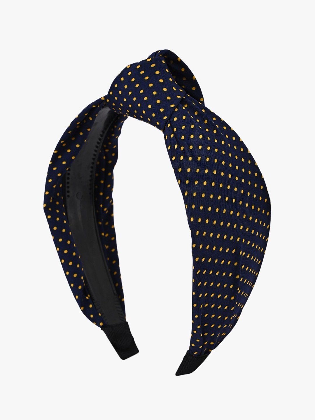 

BuckleUp Women Navy Blue & Yellow Polka Dots Printed Hairband