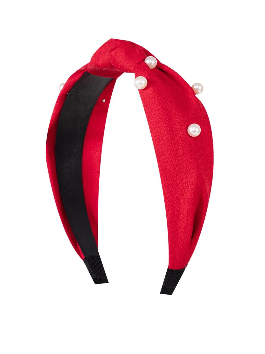 

BuckleUp Women Red & White Embellished Hairband