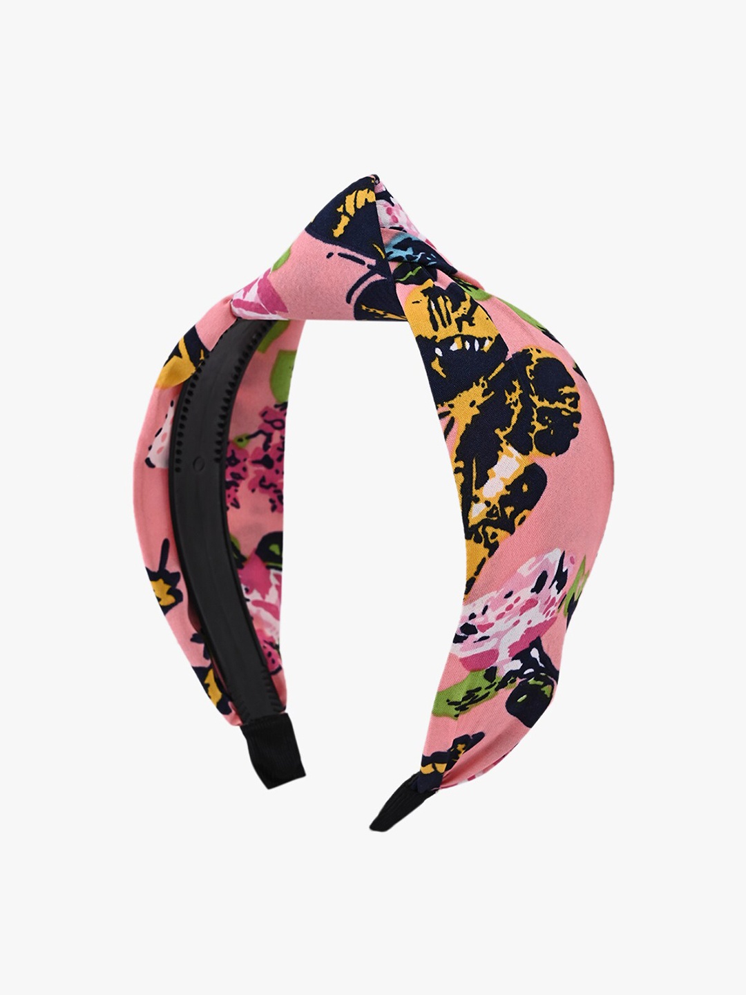 

BuckleUp Women Pink & Yellow Abstract Printed Fabric Hairband