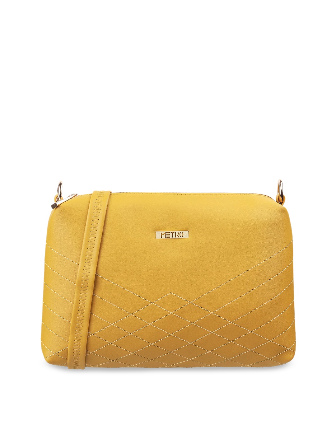 

Metro Women Yellow PU Structured Sling Bag