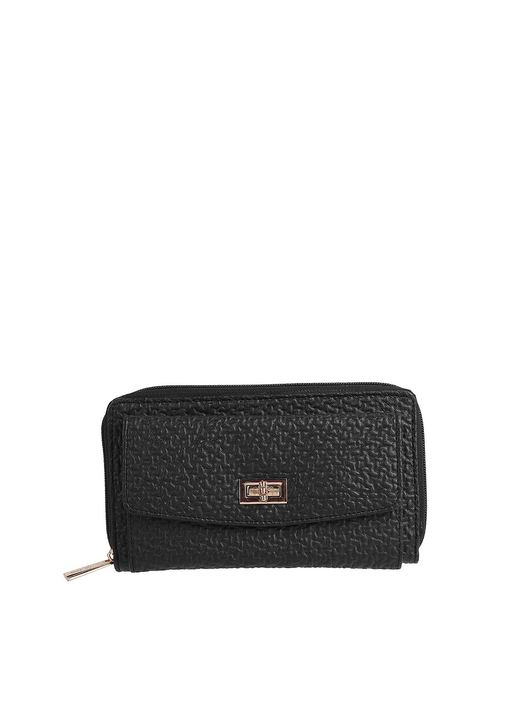 

Metro Women Black Textured Envelope Clutch