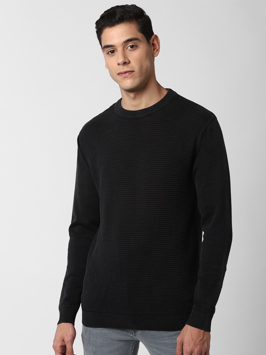 

Peter England Casuals Men Black Pure Cotton Pullover